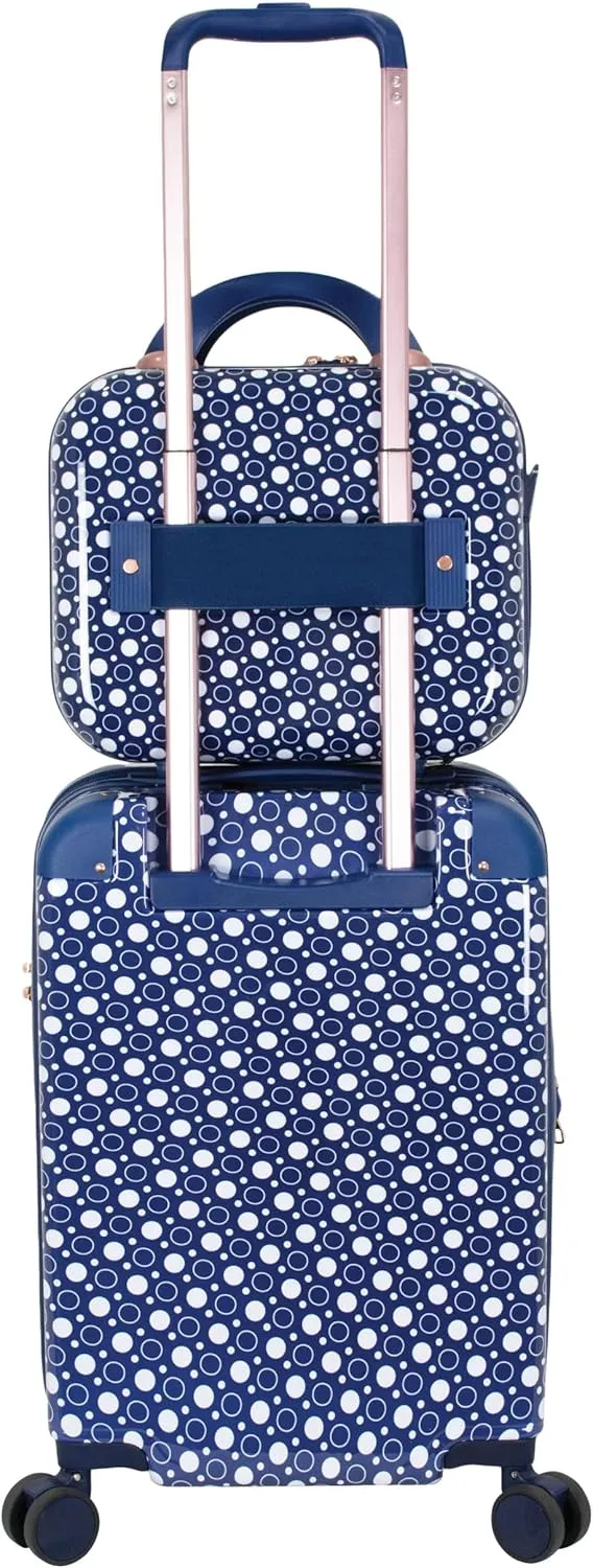 Chariot Women's Luggage 20-Inch Carry-On, Matching Cosmetic Case, and 2 Travel Accessory Bags, Dotty, 4-Piece Set