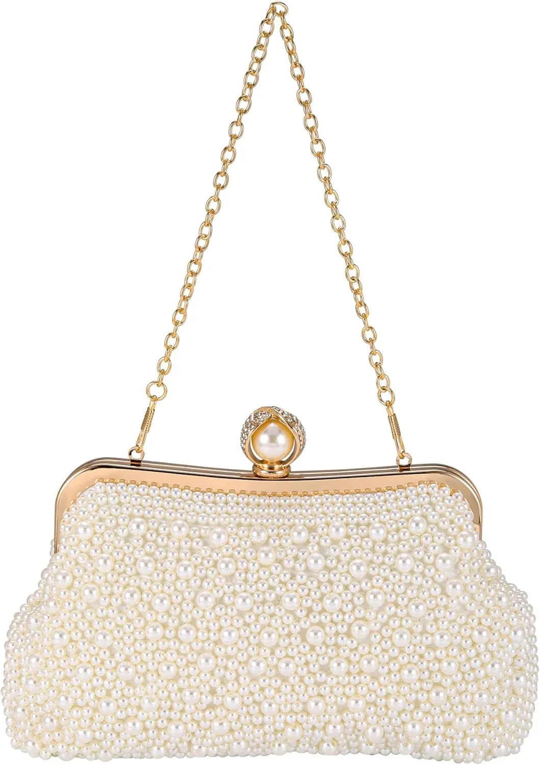 CHIC DIARY Pearl Clutch Purses for Women Evening Handbag Wedding Bridal Crossbody Bag for Party