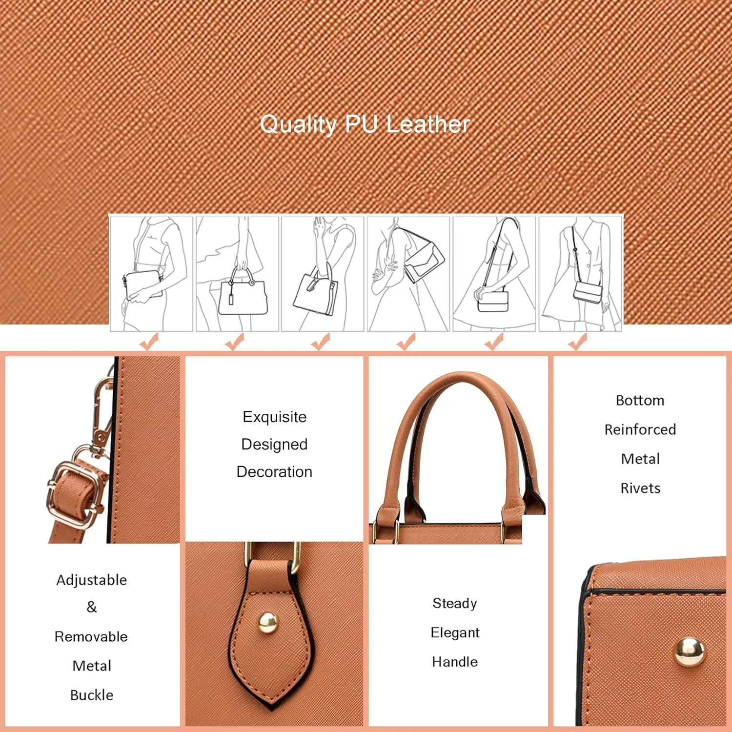 CHICAROUSAL Crossbody Purses and Handbags for Women PU Leather Tote Top Handle Satchel Shoulder Bags