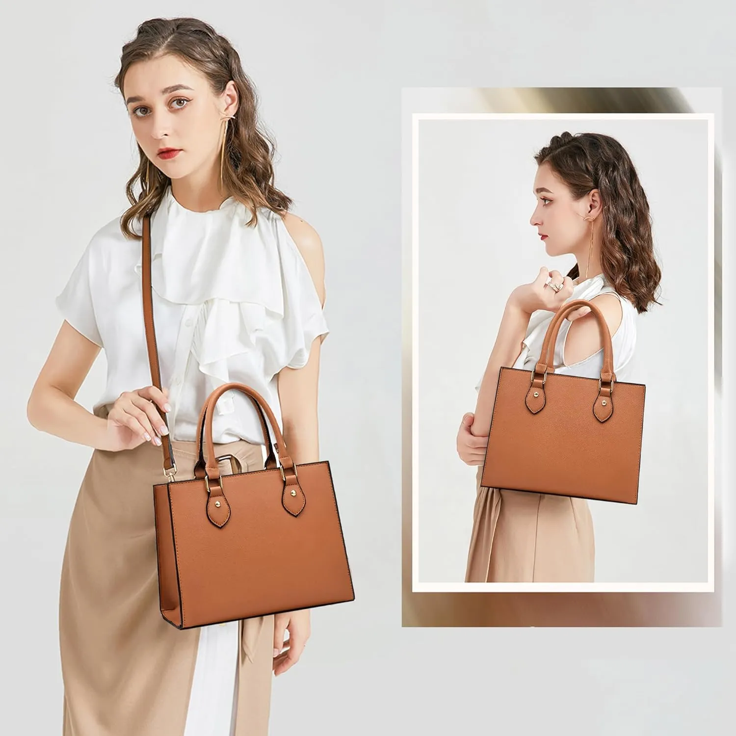 CHICAROUSAL Crossbody Purses and Handbags for Women PU Leather Tote Top Handle Satchel Shoulder Bags