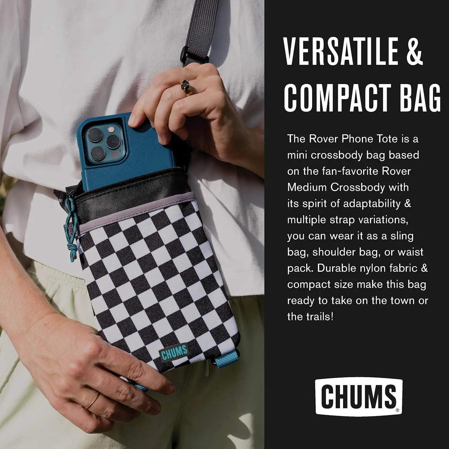 Chums Rover Phone Tote - Small Crossbody Bag with Adjustable Strap - Tactical Sling Bag for Women & Men w/Multiple Pockets