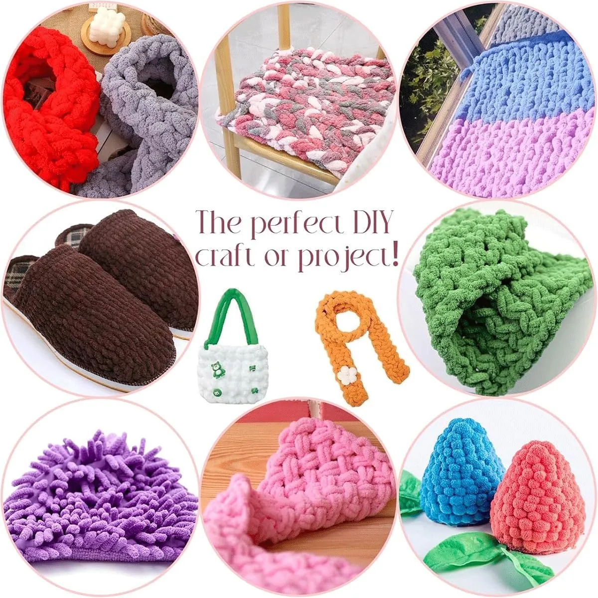 Chunky Wool Yarn 250g × 1,2，5，10, Knitting Wool Yarn Coarse Yarn Knitting Yarn for Crochet, 2cm Soft Chunky Yarn for Yarn Projects Making Bags Hats Blankets Pillow Cushion Cat Bed(23#,2 roll(500g))