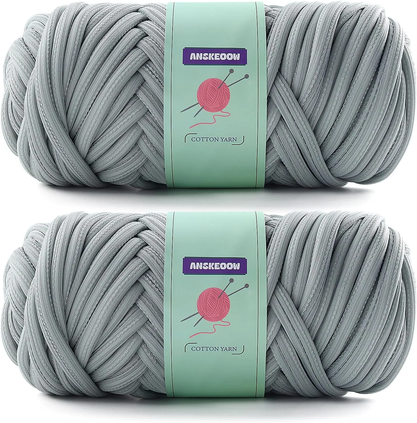 Chunky Yarn for Hand Knitting,Soft Bulky Yarn for Crocheting,Thick Big Twist Tubular Yarn for Making Blanket,Bags,Baskets,Pillows,Pet Nests 1.1lb/500g (2 Skeins Blue Gray)
