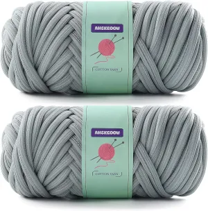 Chunky Yarn for Hand Knitting,Soft Bulky Yarn for Crocheting,Thick Big Twist Tubular Yarn for Making Blanket,Bags,Baskets,Pillows,Pet Nests 1.1lb/500g (2 Skeins Blue Gray)