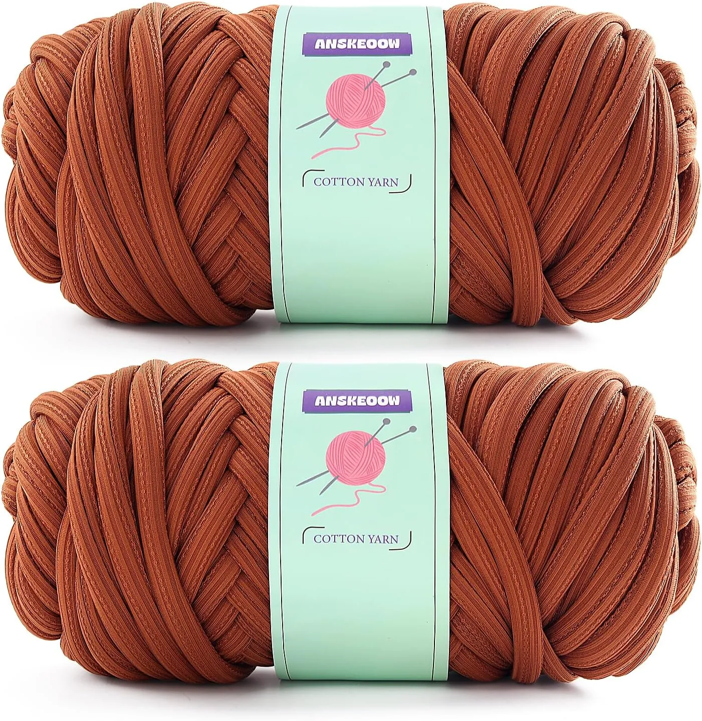 Chunky Yarn for Hand Knitting,Soft Bulky Yarn for Crocheting,Thick Big Twist Tubular Yarn for Making Blanket,Bags,Baskets,Pillows,Pet Nests 1.1lb/500g (2 Skeins Dark Coffee Color)