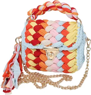 Chunky Yarn Knit Crossbody Bags for Women Top-handle Handwoven Tote Bag Soft Braided Shoulder Satchel Cute Purses