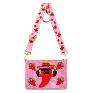 Cinco De Mayo Purse for Women Beaded Mexican Fiesta Crossbody Purse Sombrero Chili Shoulder Bag Mexican Outfit Gift