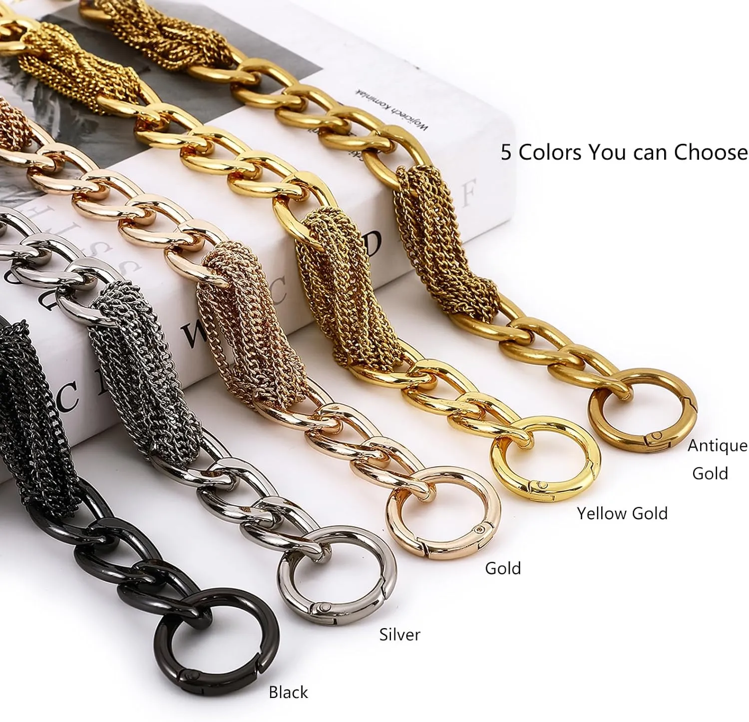 Classy Metal Tassels Bag Chains Purse Handles Shoulder Strap Replacement Charms Accessories (Antique Gold Small 17'')