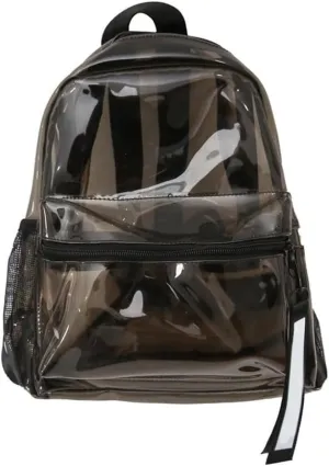 Clear Backpack with Adjustable Straps PVC Jelly See Through Zippered Shoulder Book Bag for Travel Beach and Casual