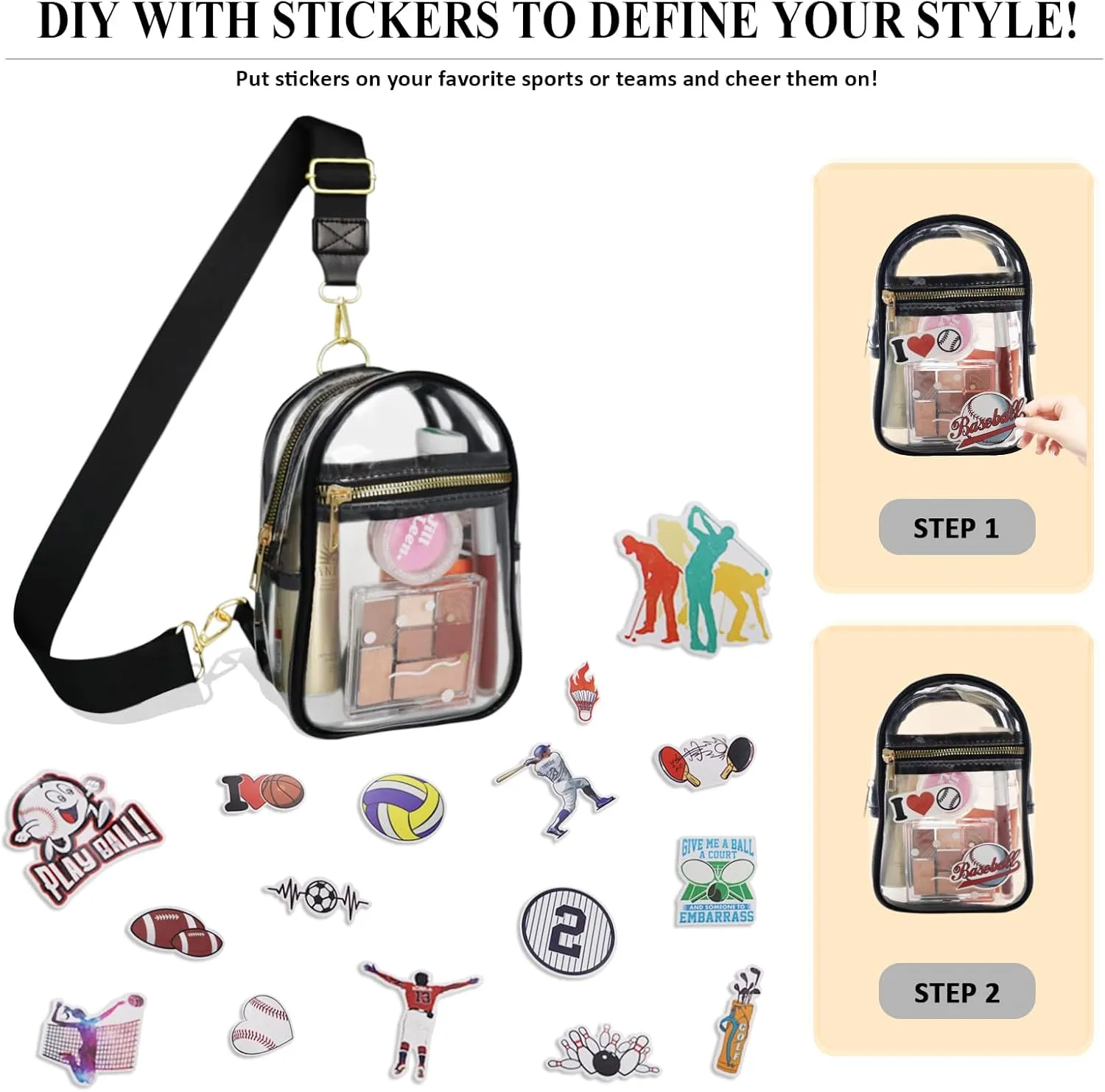 Clear Bag for Stadium Events Approved Concert Travel Outdoors See Through Sports Fan Handbags&Purses