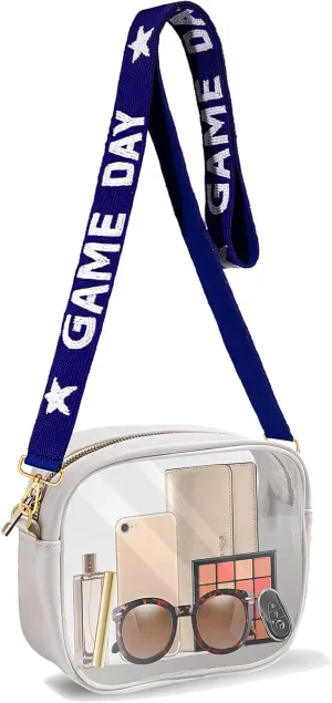 Clear Bag for Stadium Events with Game Day Beaded Purse Strap Stadium Approved Clear Crossbody Bag for Concerts Sports Events
