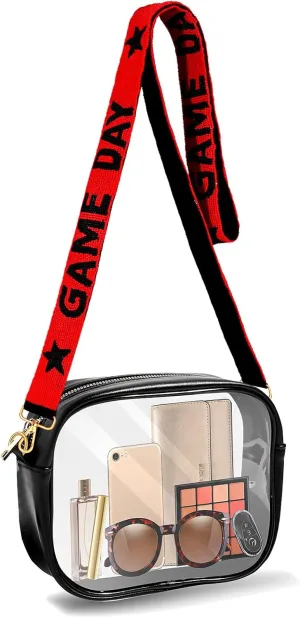 Clear Bag for Stadium Events with Game Day Beaded Purse Strap Stadium Approved Clear Crossbody Bag for Concerts Sports Events