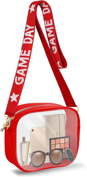 Clear Bag for Stadium Events with Game Day Beaded Purse Strap Stadium Approved Clear Crossbody Bag for Concerts Sports Events