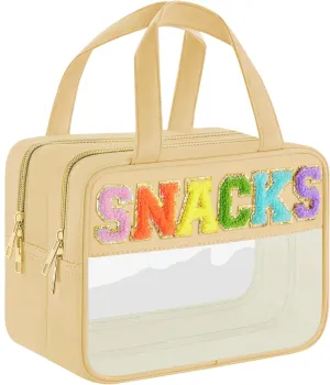 Clear Letter Makeup Bag, Yellow, L Size, Clear Bag