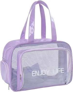 Clear Toiletry Bag, Large Travel Toiletry Bag, Large capacity Makeup Organizer with Multiple Compartmnets (Purple,L)