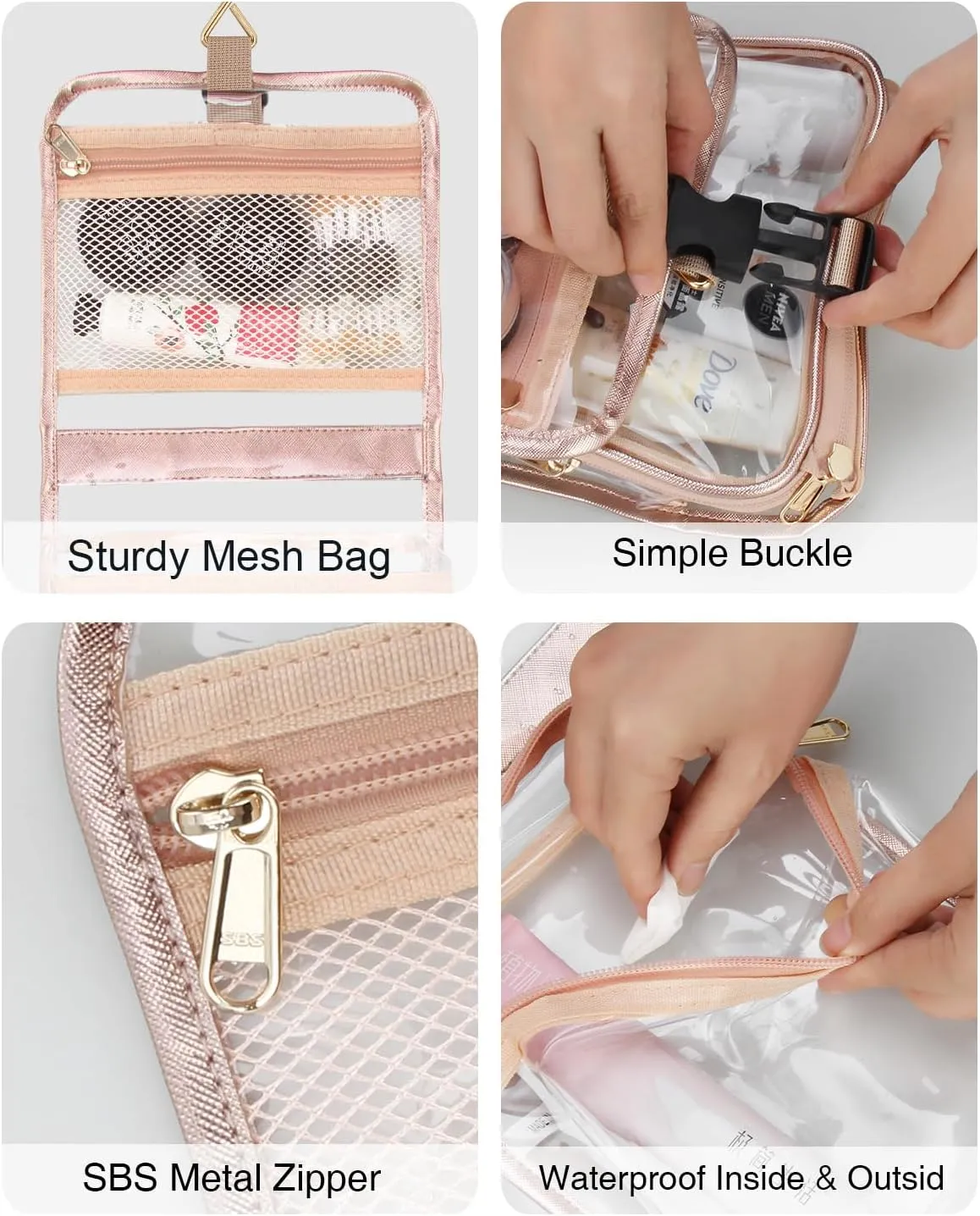 Clear Travel Bag with Tsa Approved Toiletry Bag Hanging Toiletry Bag for Women Makeup Bag Small Hanging Toiletry Bag for Men Toiletry Bags for Traveling Women Toiletries