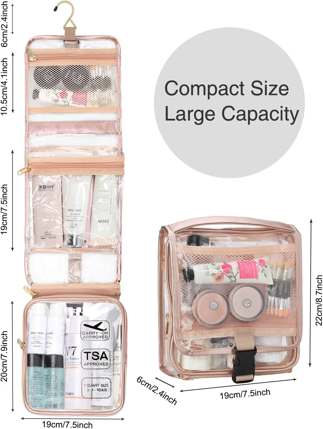Clear Travel Bag with Tsa Approved Toiletry Bag Hanging Toiletry Bag for Women Makeup Bag Small Hanging Toiletry Bag for Men Toiletry Bags for Traveling Women Toiletries