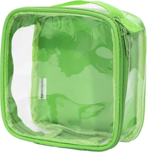 Clear TSA Approved 3-1-1 Travel Toiletry Bag for Carry On / Quart Size Transparent Liquids Pouch for Airport Security / Reusable See Through Vinyl & PVC Plastic Organizer for Men and Women (Green)