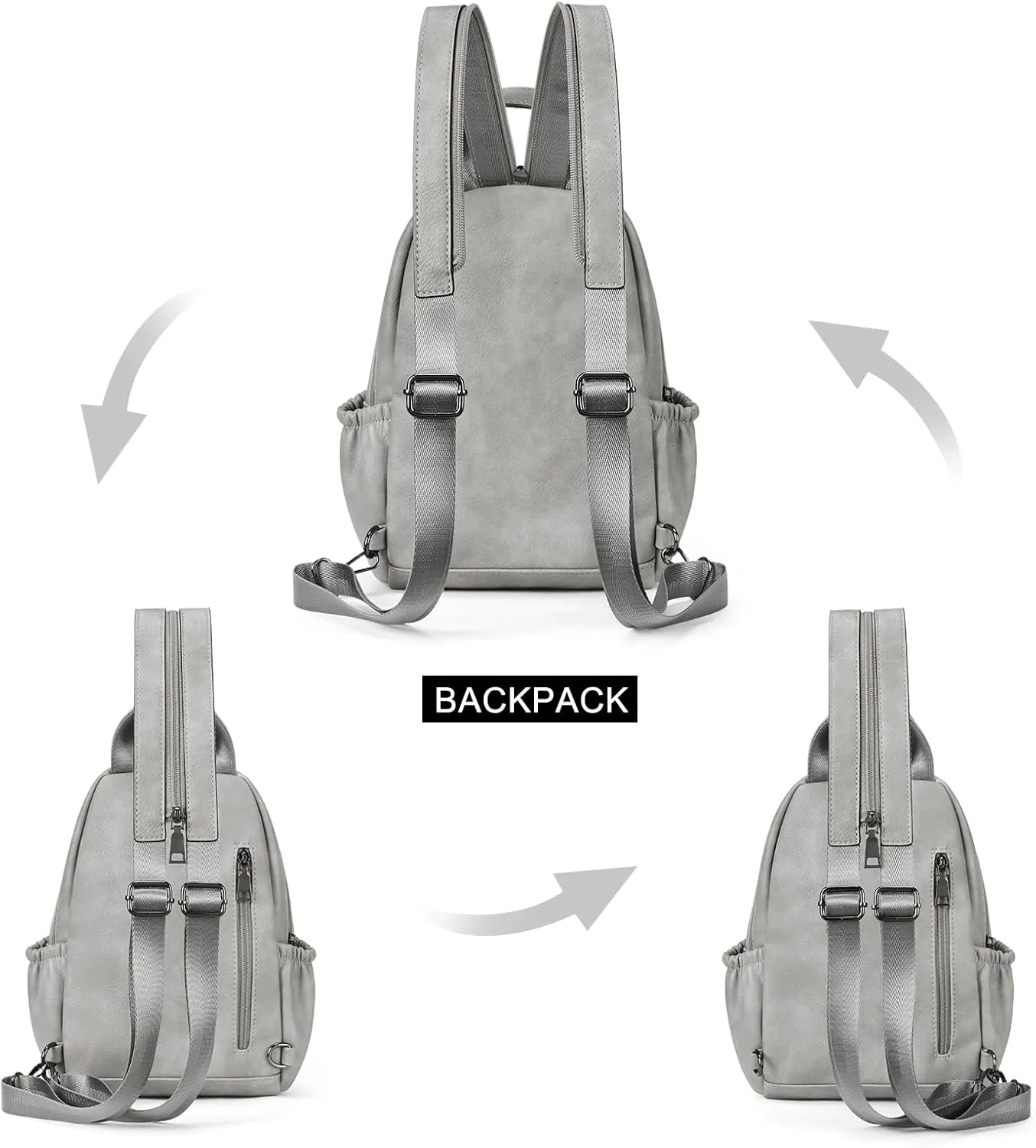 CLUCI Leather Sling Backpack for Women - Small Convertible Crossbody Bag for Travel