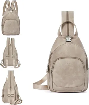 CLUCI Leather Sling Backpack for Women - Small Convertible Crossbody Bag for Travel