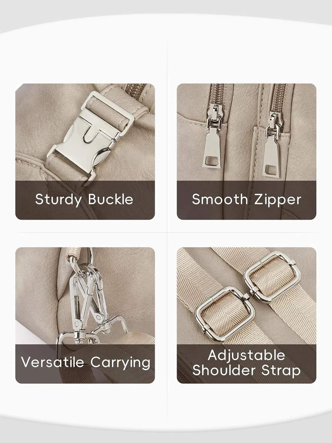 CLUCI Leather Sling Backpack for Women - Small Convertible Crossbody Bag for Travel