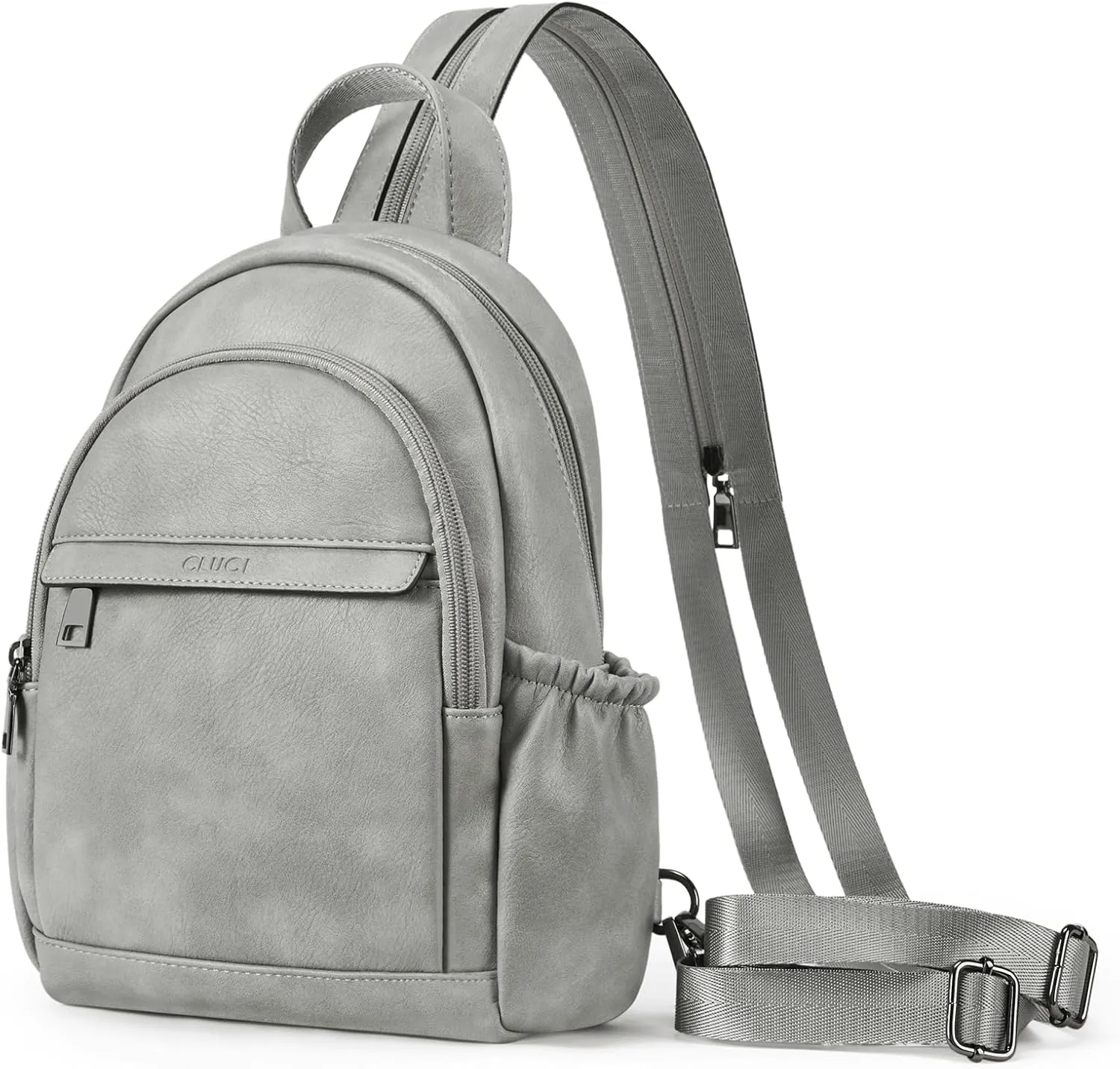 CLUCI Leather Sling Backpack for Women - Small Convertible Crossbody Bag for Travel