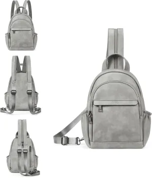 CLUCI Leather Sling Backpack for Women - Small Convertible Crossbody Bag for Travel