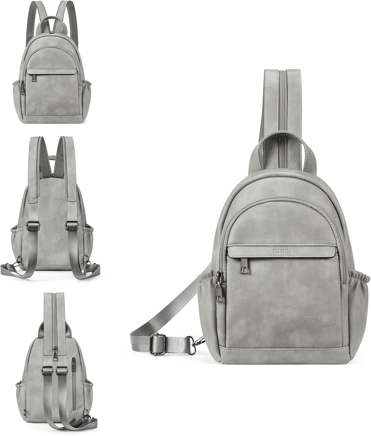 CLUCI Leather Sling Backpack for Women - Small Convertible Crossbody Bag for Travel
