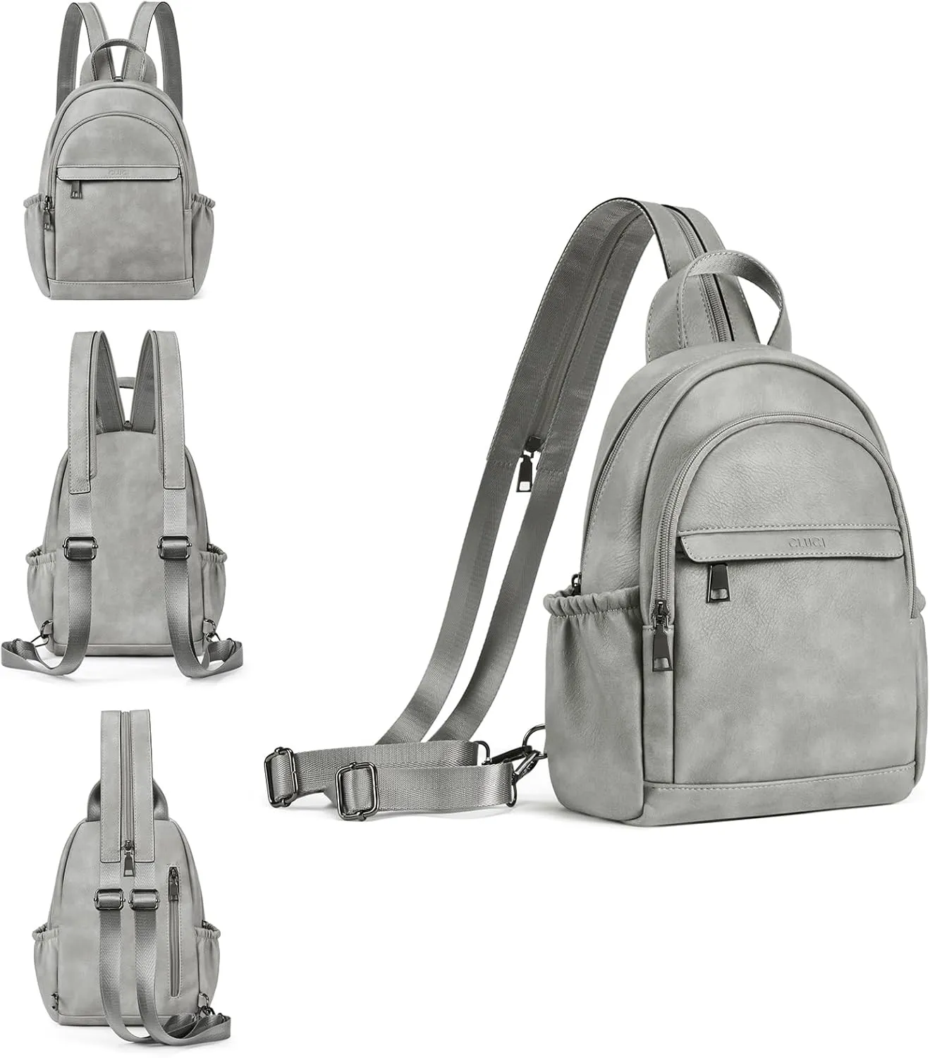 CLUCI Leather Sling Backpack for Women - Small Convertible Crossbody Bag for Travel
