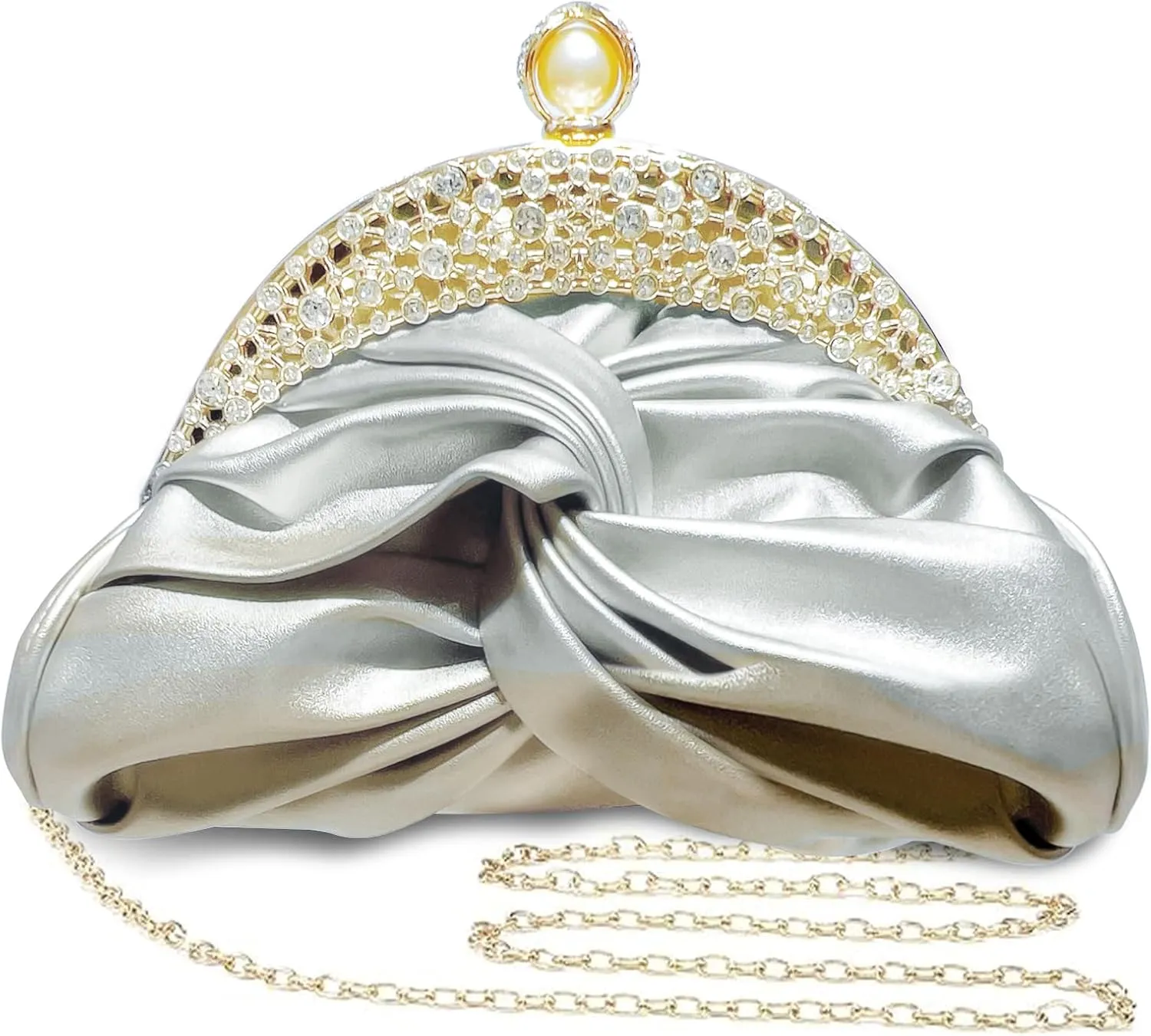 Clutch Purses for Women Evening Clutch Pearl Bag Soft Leather Evening Handbag Noble Crystal Beaded Wedding Clutch