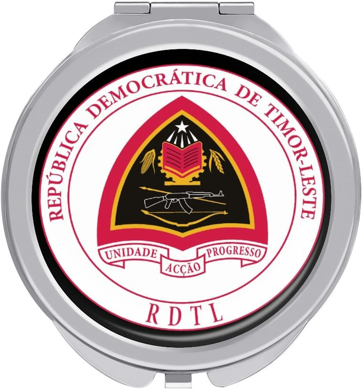 Coat of Arms of East Timor Travel Makeup Mirror 2" Portable Round Folding Vanity Mirrors for Handbag Pocket Wallet