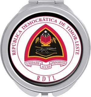 Coat of Arms of East Timor Travel Makeup Mirror 2" Portable Round Folding Vanity Mirrors for Handbag Pocket Wallet