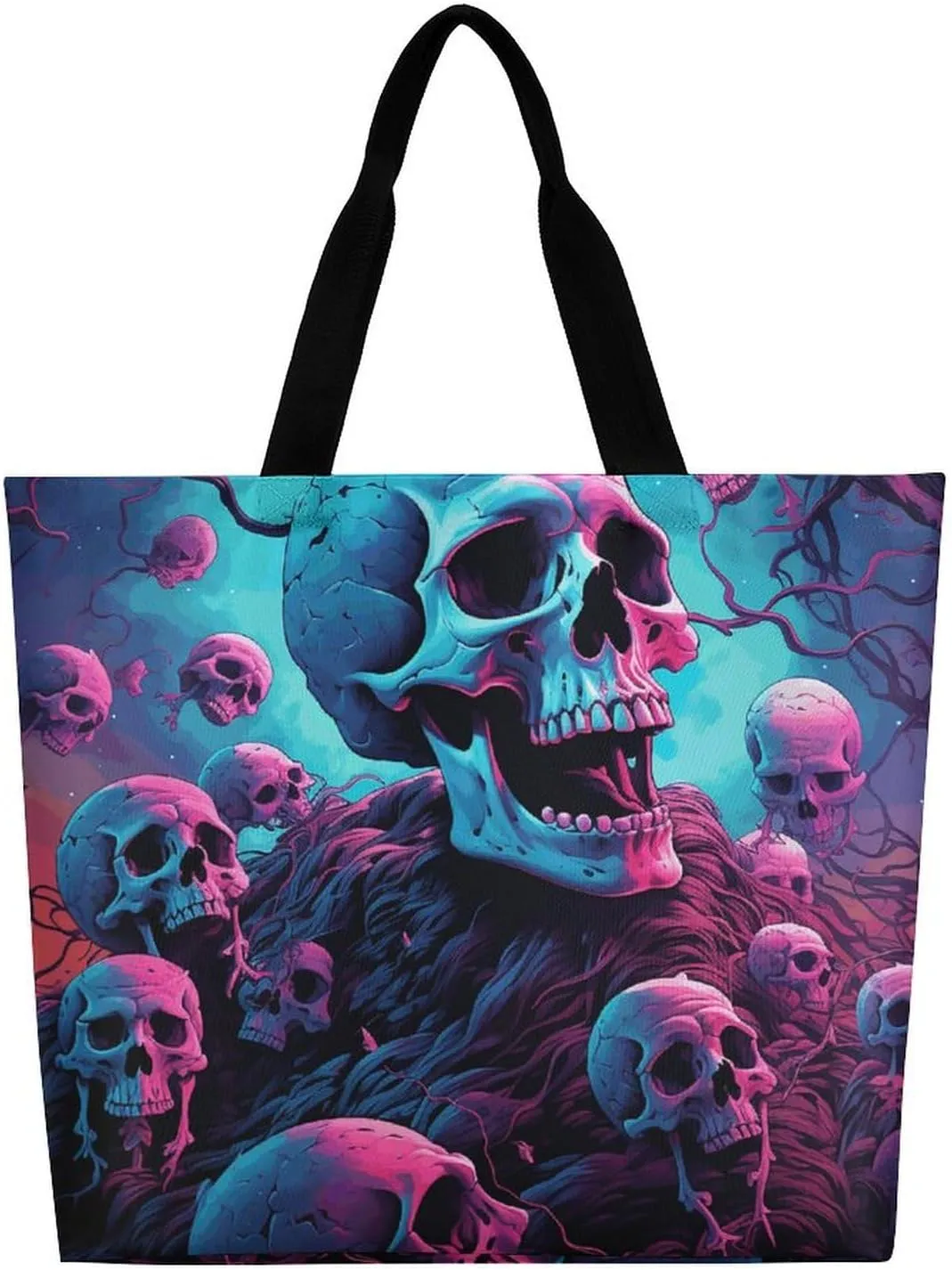 Color Skull Pictures Tote Bags, Reusable Grocery Bags, Large Shopping Bag, Shoulder Bag for Women