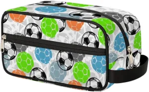 Colored Football Toiletry Bag for Boys Men, Travel Toiletry Bag for Woman Cosmetic Makeup Bag, Football Ball Waterproof Shaving Bag for Toiletries Accessories Travel Essentials