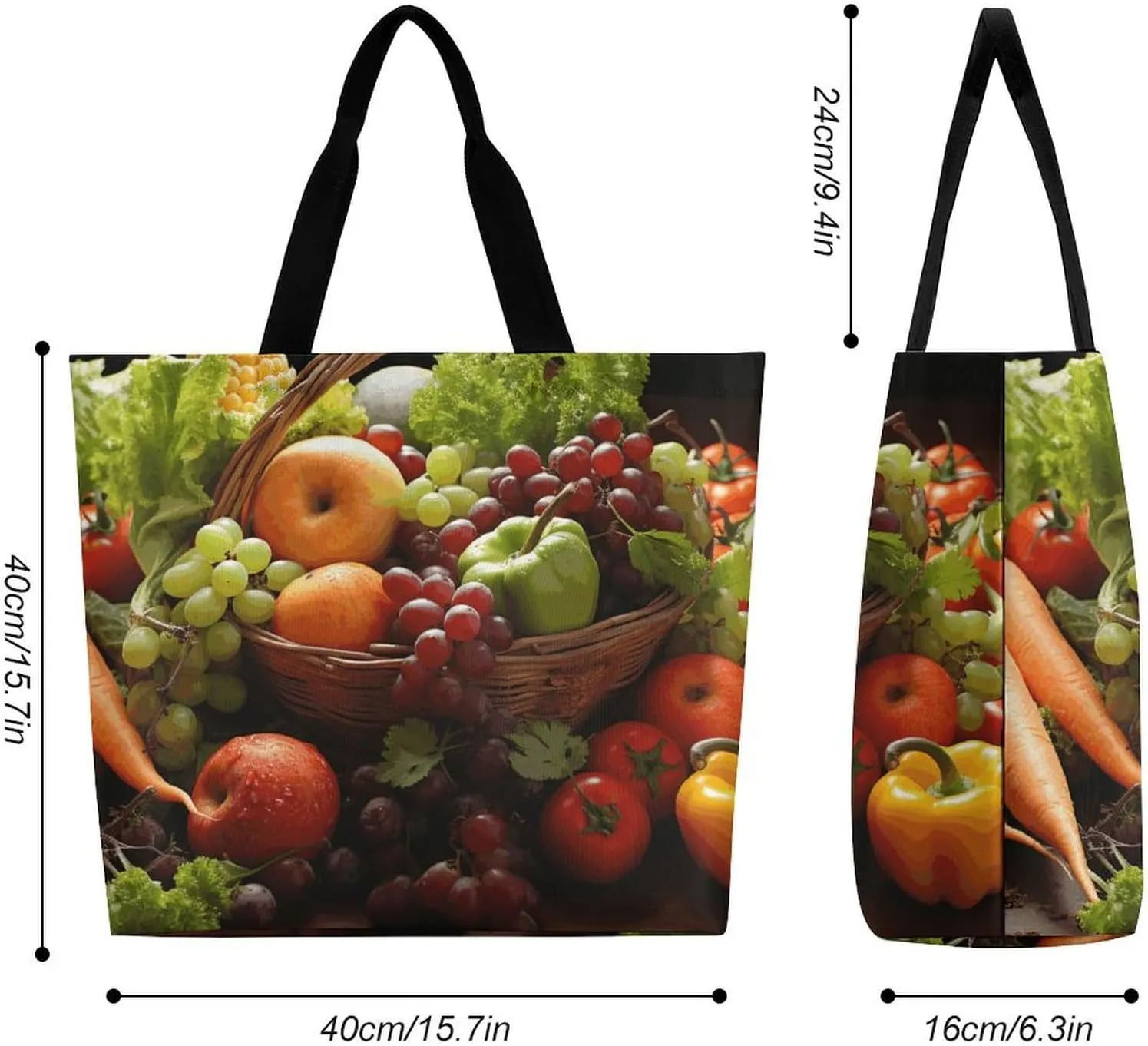 Colorful Buttons Tote Bags, Reusable Grocery Bags, Large Shopping Bag, Shoulder Bag for Women