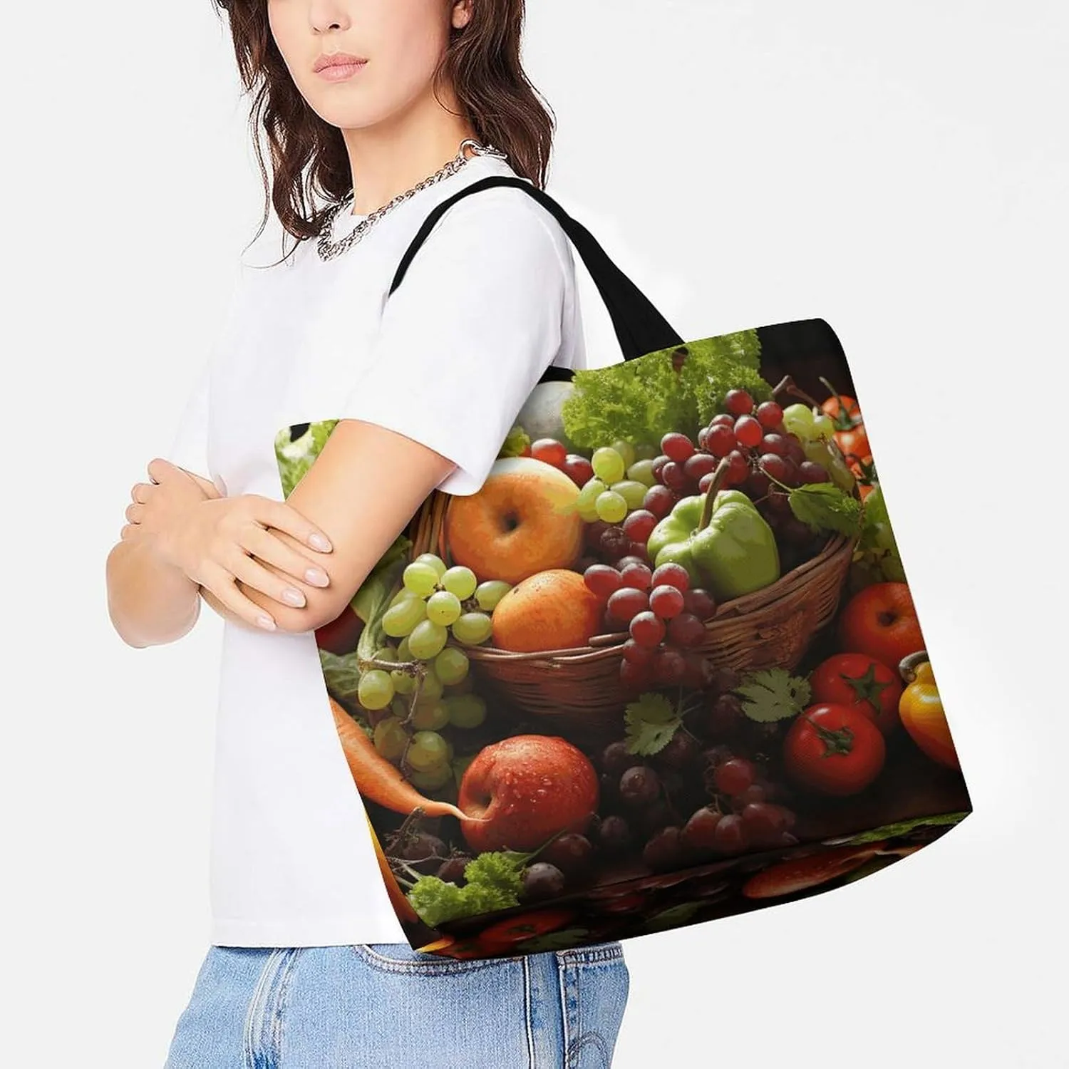 Colorful Buttons Tote Bags, Reusable Grocery Bags, Large Shopping Bag, Shoulder Bag for Women