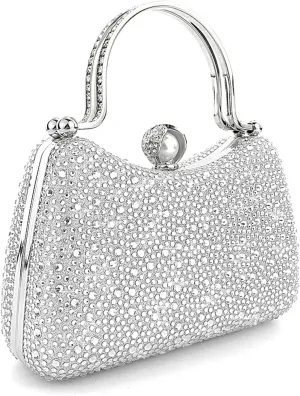Comeon Evening Handbags for Women Rhinestone Evening Clutch Bag Sparkle Crystal Purses Party Wedding Formal Purses with Chain
