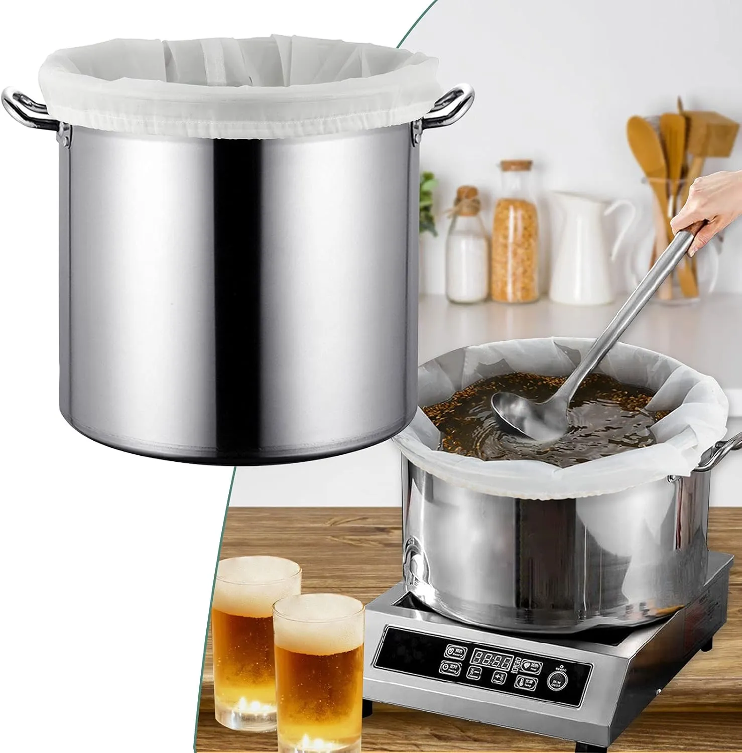 CONIE Nylon Straining Brew Bag for Beer & Wine Making - Food Grade Filter Bag - 18"x24"