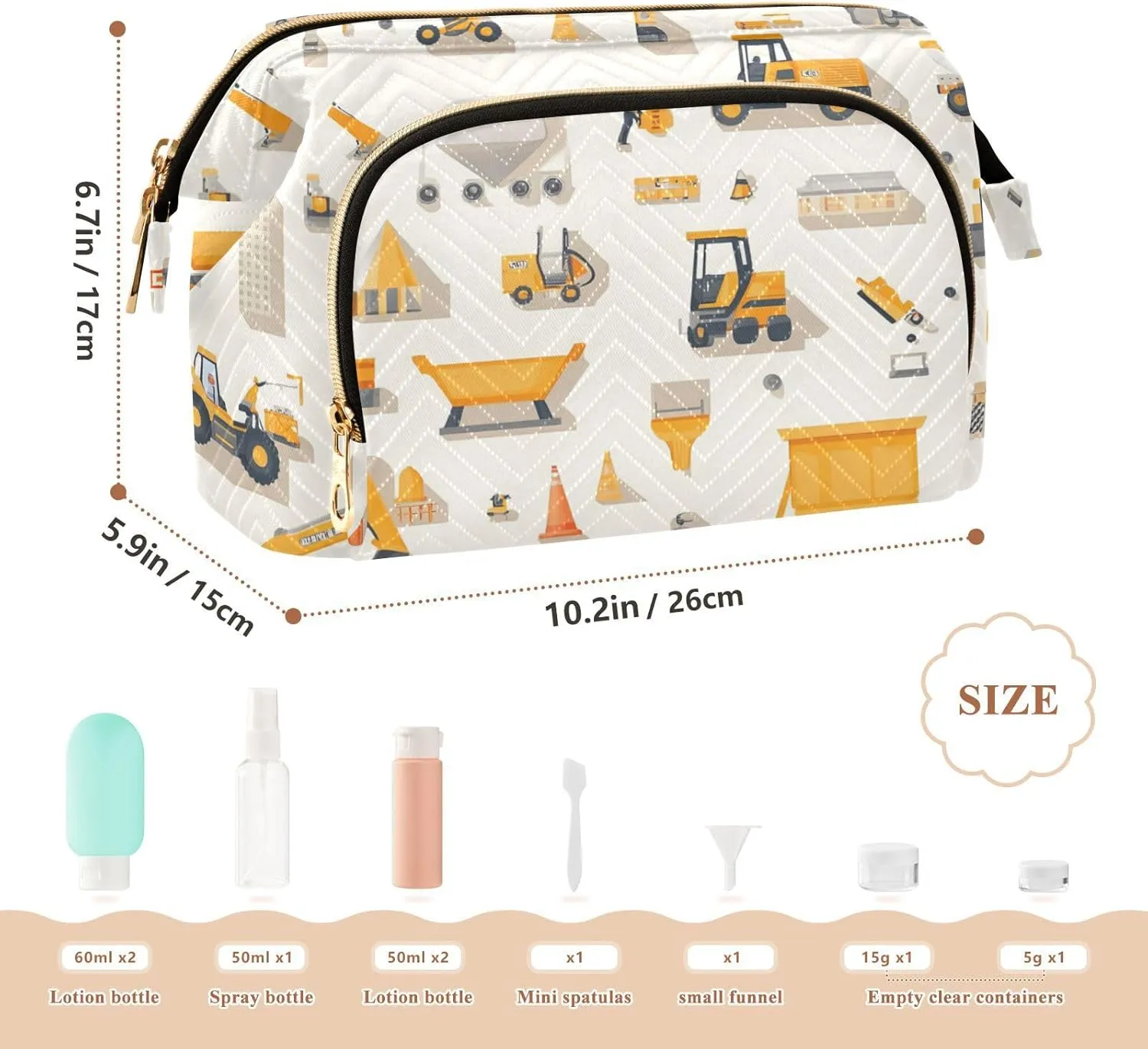 Construction Scene Beige Cosmetics Bag Essentials Make Up Bags For Women Women Coin Purse for Card Cases Money Organizers