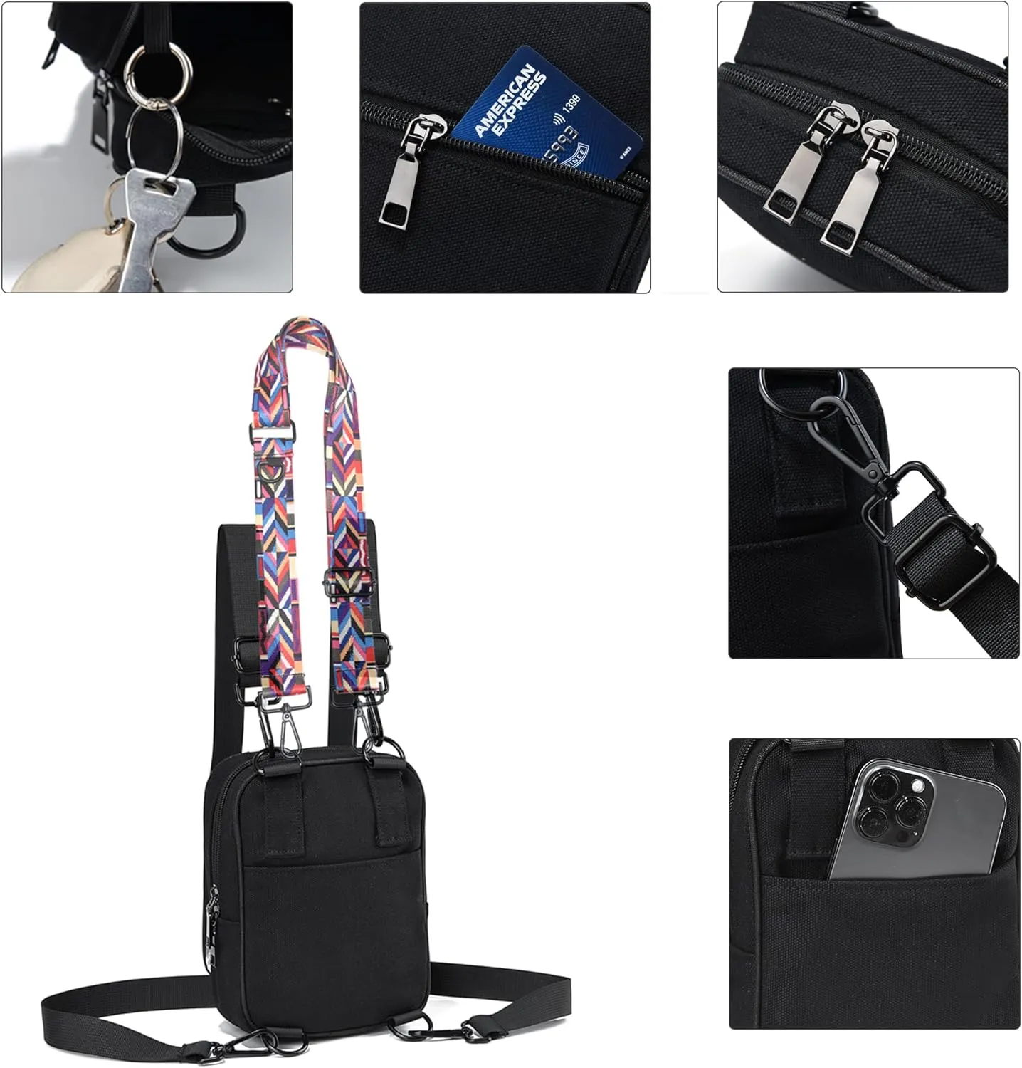 Convertible Crossbody Bag for Men/Women,Adjustable Waist/Shoulder/Backpack with 2/3 Strap,Everyday Essentials Carrier