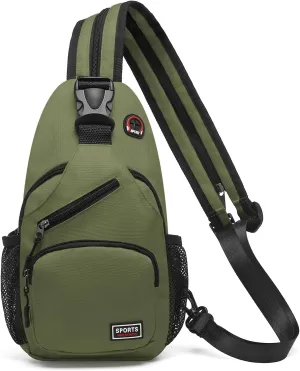 Convertible Sling Bag Crossbody Backpack, 11-Inch Pads Bags with Headphone Jack Shoulder Bag Casual Pack for Women Hiking Travel Cycling (Dark Green)