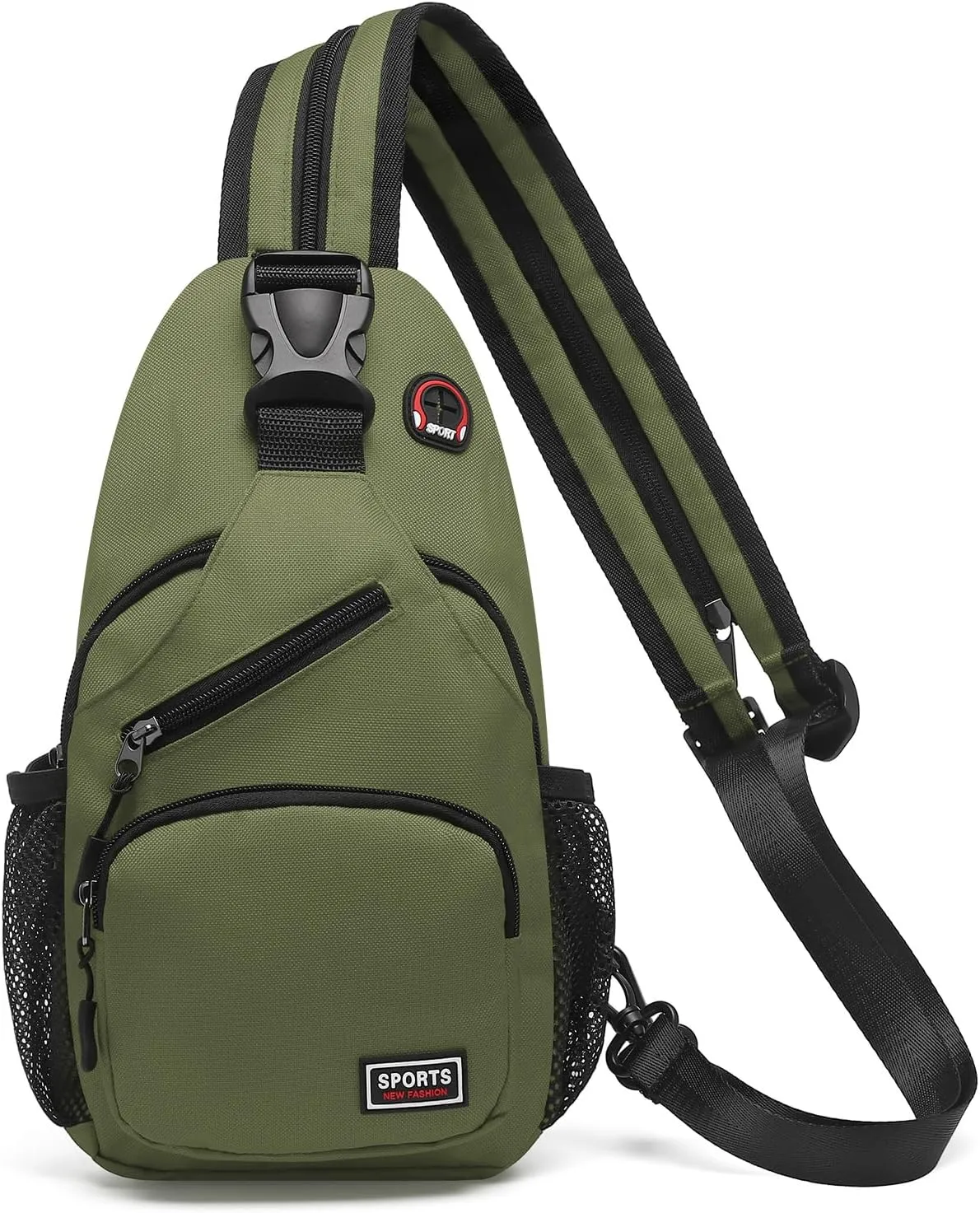 Convertible Sling Bag Crossbody Backpack, 11-Inch Pads Bags with Headphone Jack Shoulder Bag Casual Pack for Women Hiking Travel Cycling (Dark Green)