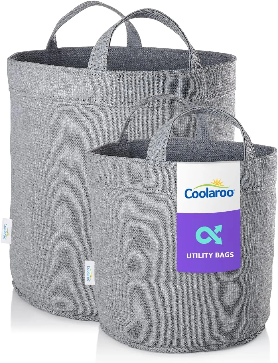 Coolaroo 2-Pack Medium & Large-Utility Grocery and Storage Bin Bags, Steel Grey