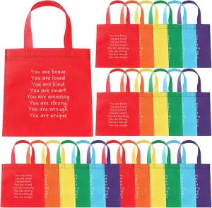 Coume 96 Sets End of The Year Gifts Bags for Students Rainbow Gift Inspiration Reusable Treat Bags Rainbow Party Favors for Primary School Student Sunday School Gift Classroom Prize