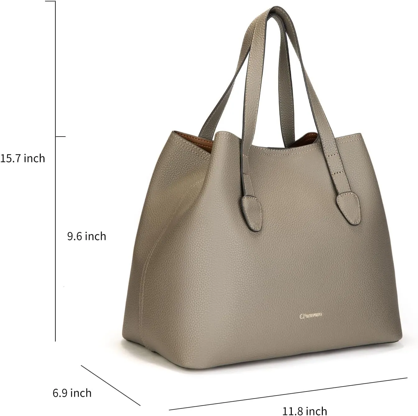 C.Paravano Large Capacity Tote Handbag | Full Grain Leather Tote Bag | Hobo Bag | Women's Top Handle Tote | Travel Work Tote