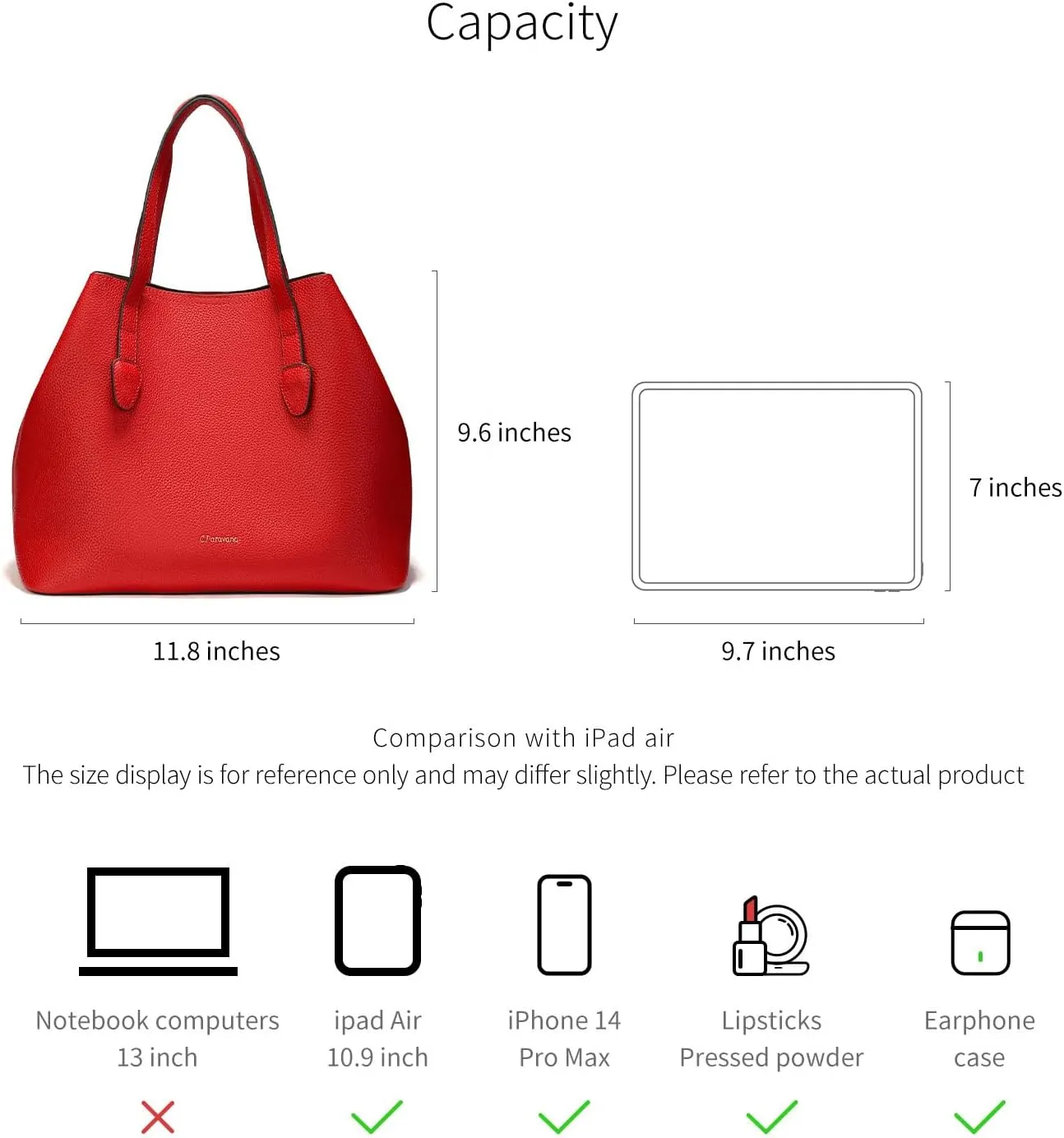 C.Paravano Large Capacity Tote Handbag | Full Grain Leather Tote Bag | Hobo Bag | Women's Top Handle Tote | Travel Work Tote