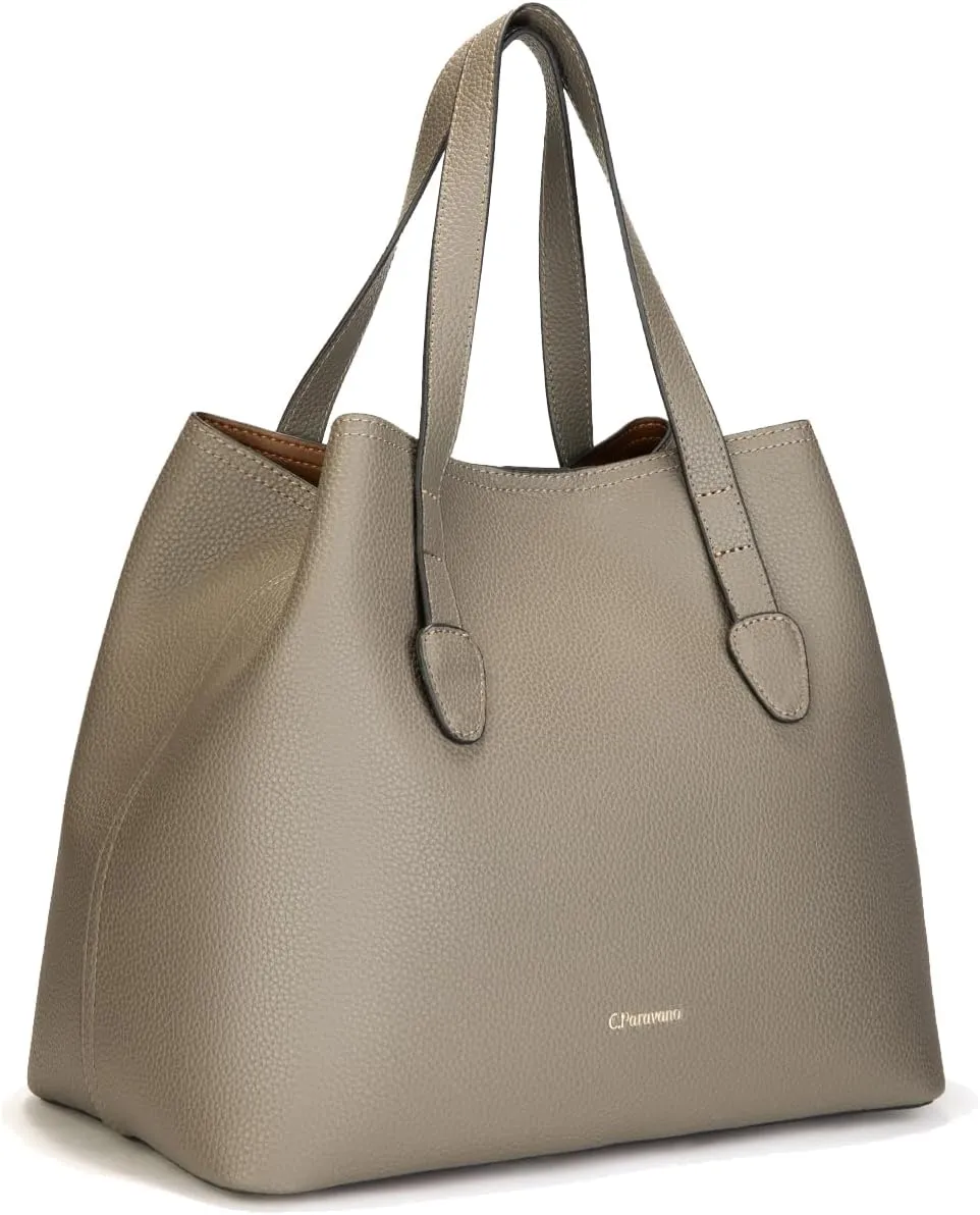 C.Paravano Large Capacity Tote Handbag | Full Grain Leather Tote Bag | Hobo Bag | Women's Top Handle Tote | Travel Work Tote