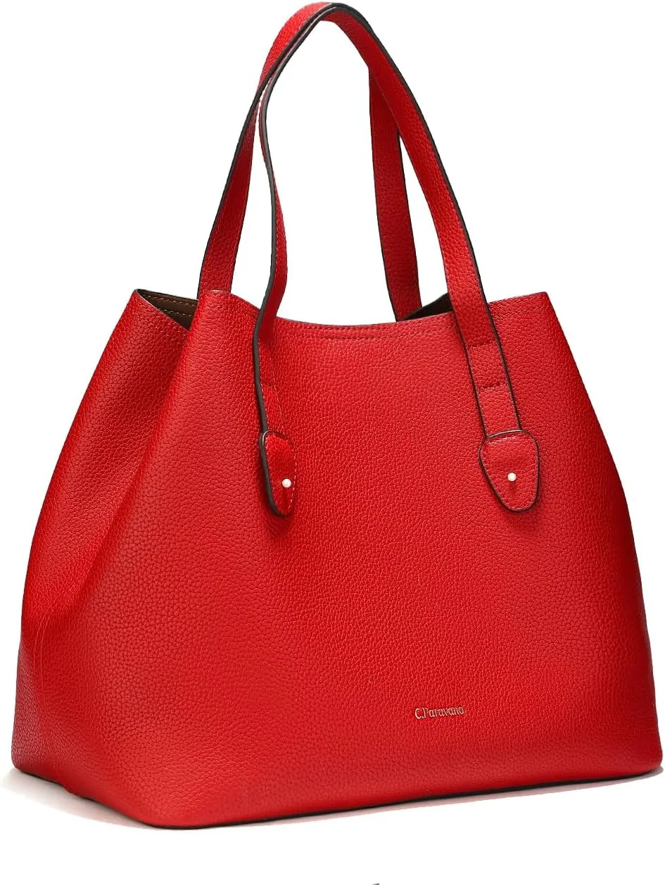 C.Paravano Large Capacity Tote Handbag | Full Grain Leather Tote Bag | Hobo Bag | Women's Top Handle Tote | Travel Work Tote