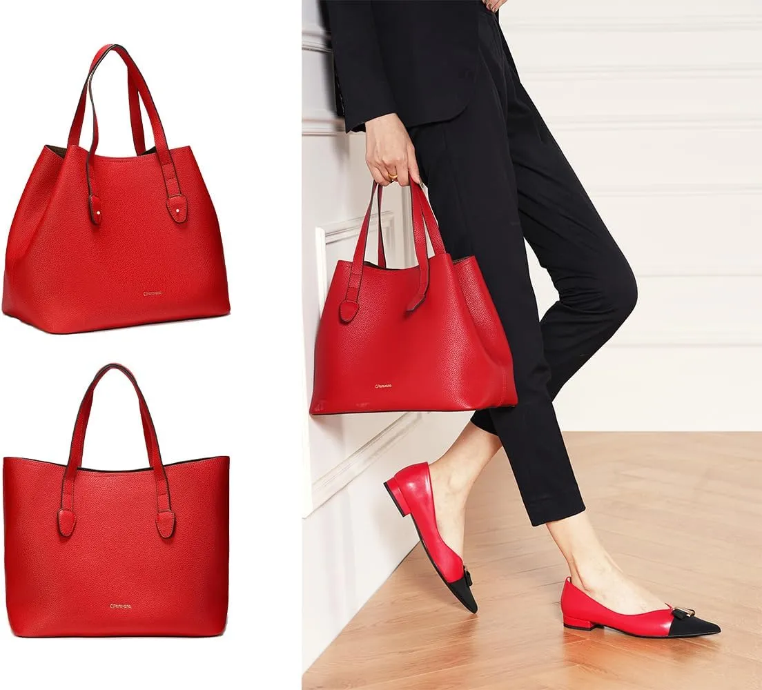 C.Paravano Large Capacity Tote Handbag | Full Grain Leather Tote Bag | Hobo Bag | Women's Top Handle Tote | Travel Work Tote