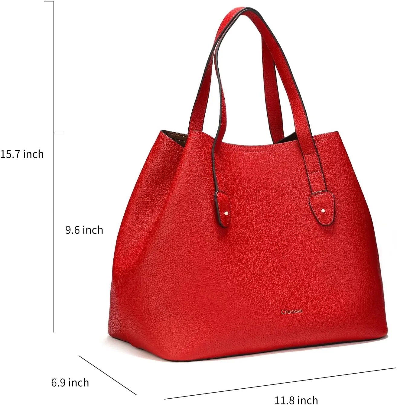 C.Paravano Large Capacity Tote Handbag | Full Grain Leather Tote Bag | Hobo Bag | Women's Top Handle Tote | Travel Work Tote